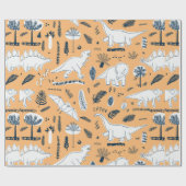 lustige Dinosaurier mit Palm-Blätter Geschenkpapier (Flach)