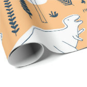 lustige Dinosaurier mit Palm-Blätter Geschenkpapier (Rolleneckpunkt)