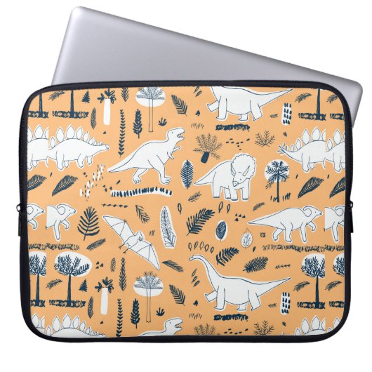 lustige Dinosaurier mit Palm-Blätter Laptopschutzhülle (Vorderseite)