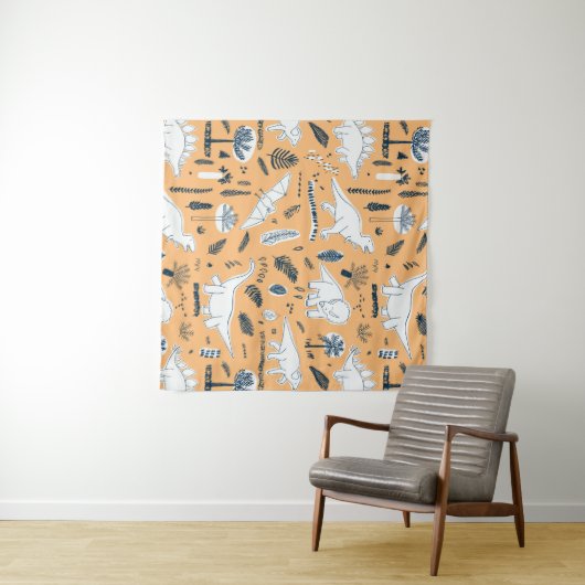 lustige Dinosaurier mit Palm-Blätter Wandteppich (Beispiel (Horizontal))