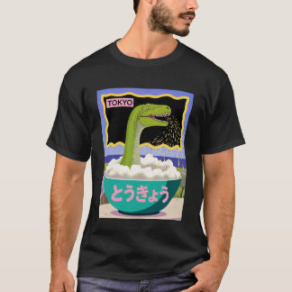 Lustige Dinosaurier-Reisschale Tokio Japan Pop-Art T-Shirt