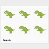 lustige Dinosaurier Runder Aufkleber (Blatt)