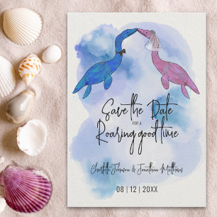 Lustige Dinosaurier-Strandhochzeit - Save the Date