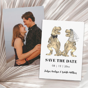 Lustige Dinosaurier-Themen-Foto-Hochzeit Save The Date