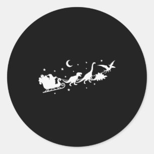 Lustige Dinosaurier Weihnachtsmann Schlitten Weihn Runder Aufkleber