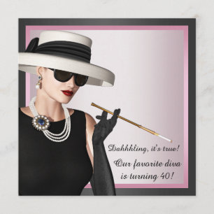 Lustige Diva Frau Rosa und Schwarz 40. Geburtstag Einladung