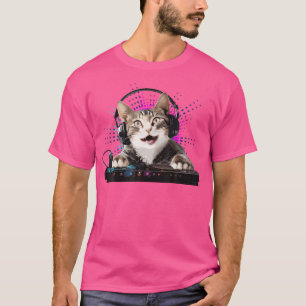 Lustige Dj-Katze Kunst Für Jungen Mädchen Mix Edm  T-Shirt