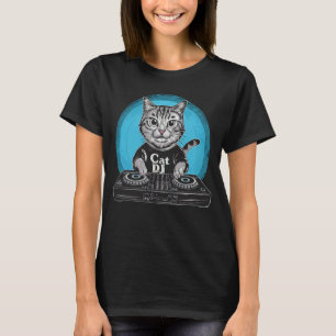 Lustige DJ-Katze mit Kopfhörern EDM Rave DJ Raver  T-Shirt