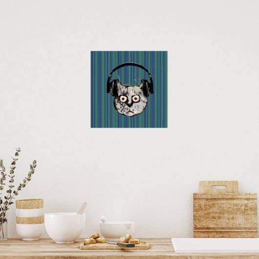 lustige DJ-Katze Poster (Küche)