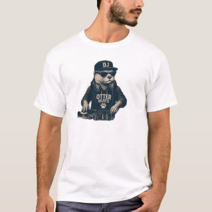 Lustige DJ-Tier-Retro-EDM-Plattenspieler-Illustrat T-Shirt