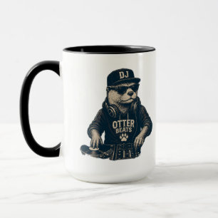 Lustige DJ-Tier-Retro-EDM-Plattenspieler-Illustrat Tasse