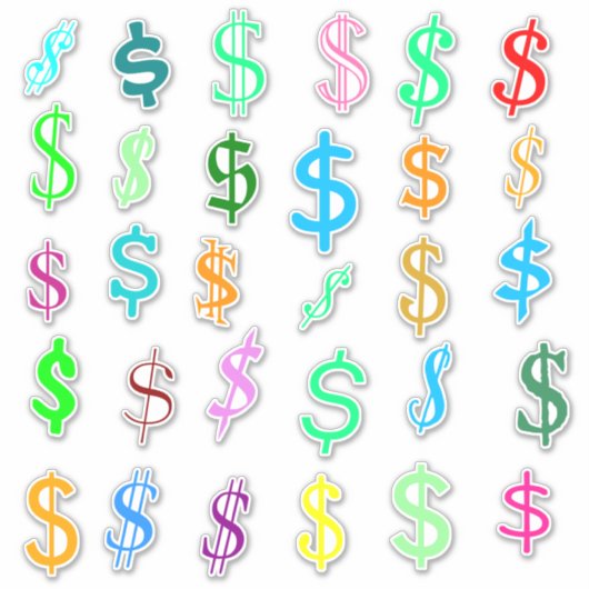 lustige Dollar-Zeichen ($) Aufkleber (Vorderseite)