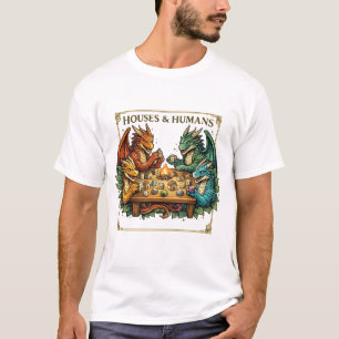 Lustige Drachenhäuser und Menschen Fantasy-Kunst T-Shirt