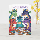 Lustige Dragon Geburtskarte Karte (Gelbe Blume)