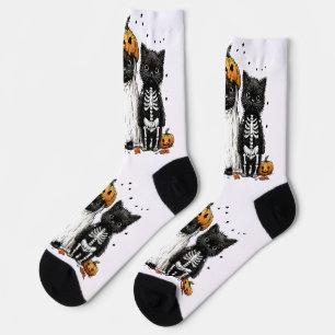 Lustige drei Halloween-Katzen Socken