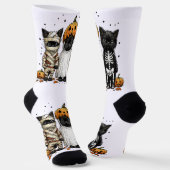 Lustige drei Halloween-Katzen Socken (Gewinkelt)