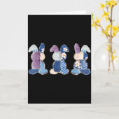 Lustige drei Hasen Patchwork-Eier Hase happyFun Karte (Gelbe Blume)