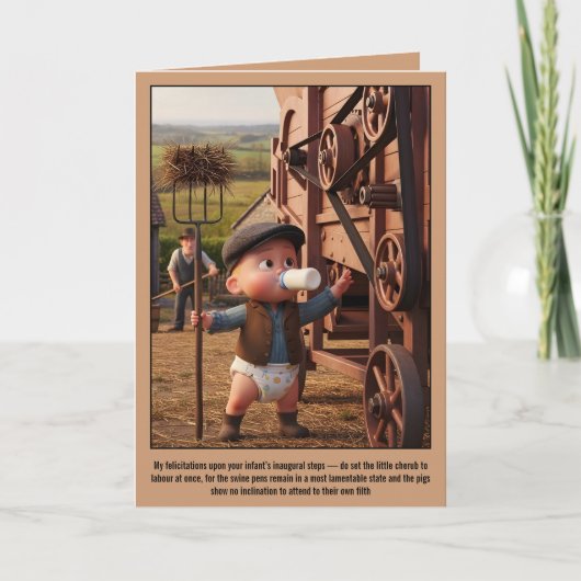 Lustige dunkle Humor Baby erste Schritte Karte (Vorderseite)