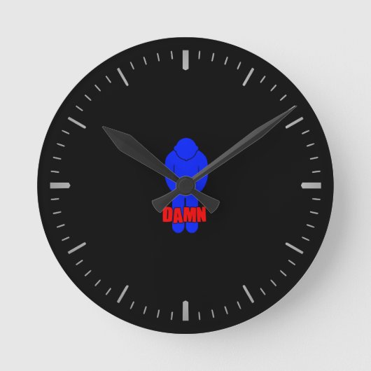 Lustige dünne blaue Linie runde Uhr (Vorderseite)