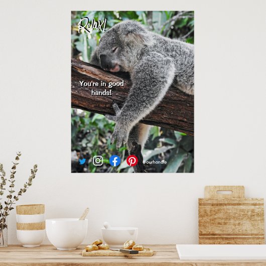 lustige echte Anwesen Postkarte entspannt koala Poster (Küche)