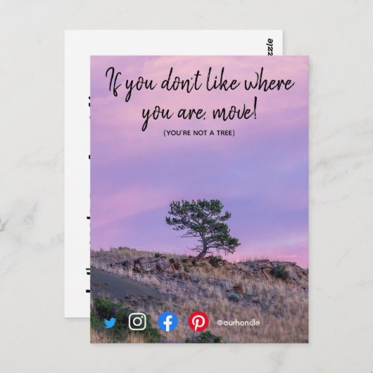 lustige echte Anwesen Postkarte Sie sind kein Baum (Vorne/Hinten)