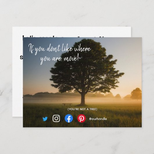 lustige echte Anwesen Postkarte Sie sind kein Baum (Vorne/Hinten)