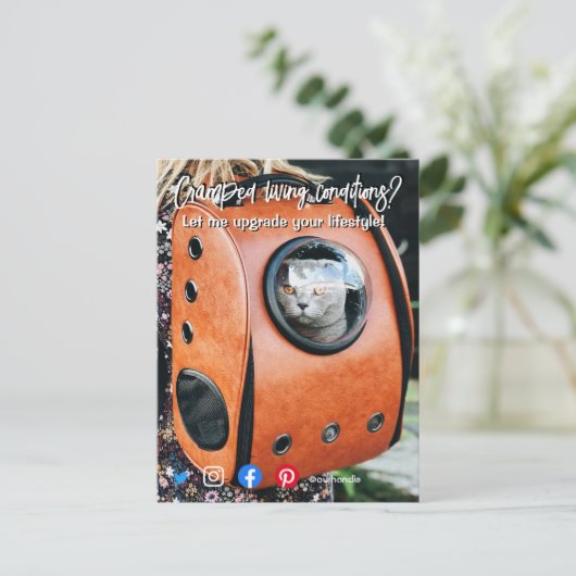 lustige, echte Anwesen Postkarte verkrampfte leben (Stehend Vorderseite)