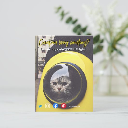 lustige, echte Anwesen Postkarte verkrampfte leben (Stehend Vorderseite)