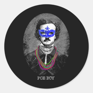 Lustige Edgar Allan Poe Mardi Gras Mashup  Runder Aufkleber