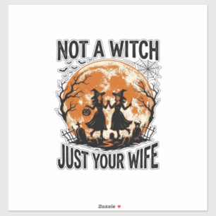 Lustige Ehefrau Halloween Vintage Hexe Mond Design Aufkleber