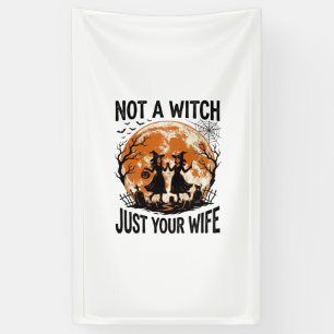 Lustige Ehefrau Halloween Vintage Hexe Mond Design Banner