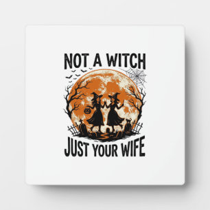 Lustige Ehefrau Halloween Vintage Hexe Mond Design Fotoplatte