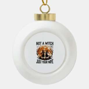 Lustige Ehefrau Halloween Vintage Hexe Mond Design Keramik Kugel-Ornament