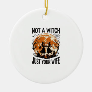 Lustige Ehefrau Halloween Vintage Hexe Mond Design Keramik Ornament