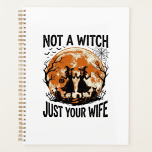 Lustige Ehefrau Halloween Vintage Hexe Mond Design Planer