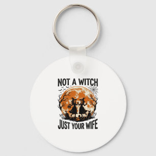Lustige Ehefrau Halloween Vintage Hexe Mond Design Schlüsselanhänger