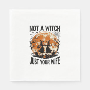 Lustige Ehefrau Halloween Vintage Hexe Mond Design Serviette