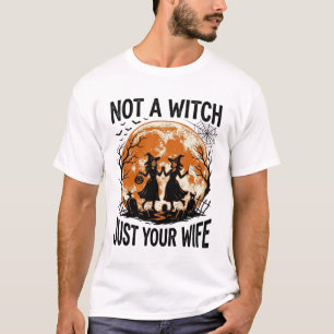 Lustige Ehefrau Halloween Vintage Hexe Mond Design T-Shirt