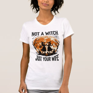 Lustige Ehefrau Halloween Vintage Hexe Mond Design T-Shirt
