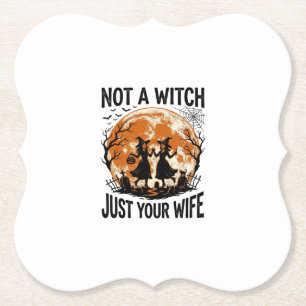 Lustige Ehefrau Halloween Vintage Hexe Mond Design Untersetzer