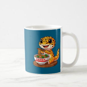 Lustige Eidechse Reptil Leopard Gecko isst Ramen J Kaffeetasse