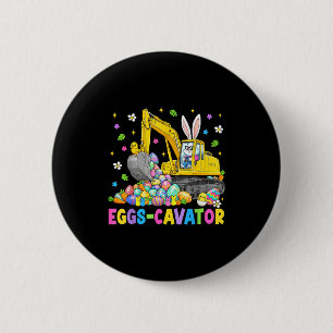 Lustige Eier Cavator Osterhase Bagger Jungen Kind Button