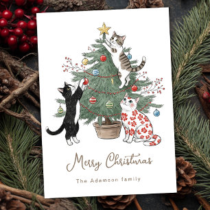 Lustige eigenartige Weihnachtsbaum-Katzen-Grüße Feiertagskarte