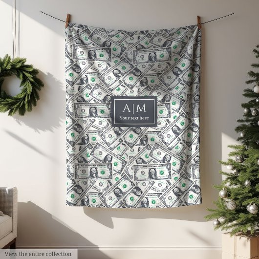 Lustige Ein-Dollar-Musterdecke mit individuellem N Fleecedecke