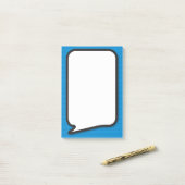 Lustige einfache blaue Sprechblase aus Comic-Hefte Post-it Klebezettel (Auf Schreibtisch)