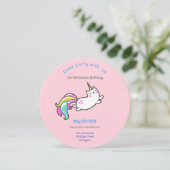 lustige Einhornkatzengeburtstagsfeier Einladung (Stehend Vorderseite)