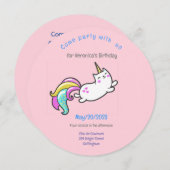 lustige Einhornkatzengeburtstagsfeier Einladung (Vorne/Hinten)