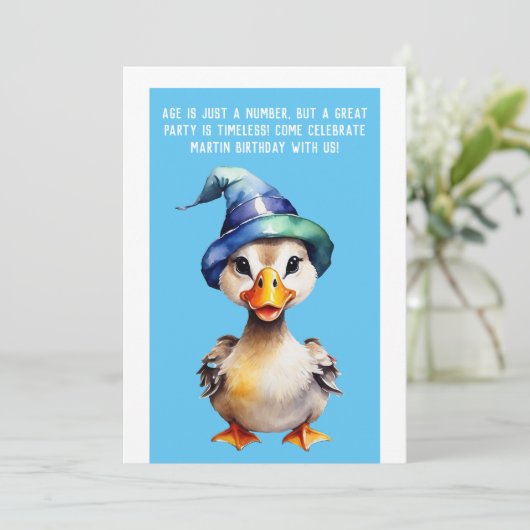 lustige Einladung zum Geburtstag, das Veranstaltun (Stehend Vorderseite)