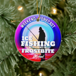 Lustige Eisangler-Errfrierung Keramik Ornament