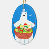 Lustige Eisbärelfsalat Weihnachtsverzierung Keramikornament (Links)